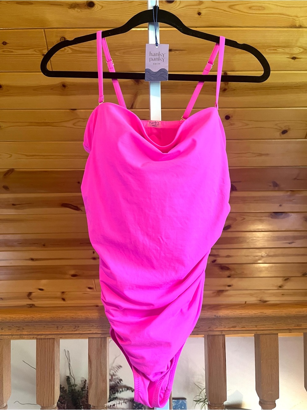 Hanky Panky Women's Bandeau Unapologetic Pink One Piece Swimsuit Size L